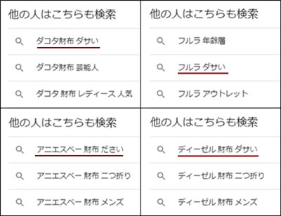 有名ブランドの検索結果で「ダサい」と表示されることを伝える写真