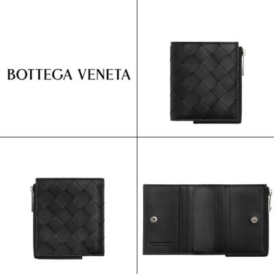 ボッテガヴェネタ「イントレチャート 二つ折りファスナーウォレット」写真