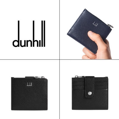 ダンヒル「ブラック ファイン デュークレザー 9CC & コインパース ビルフォールド ウォレット」写真