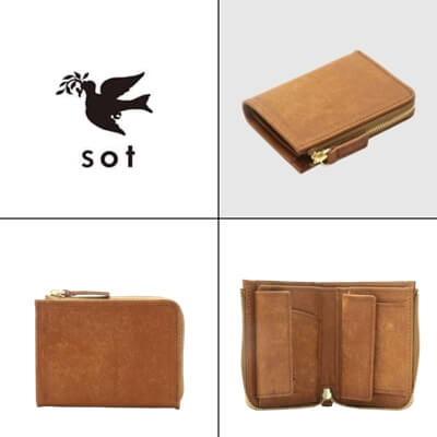 ソット「プエブロレザー　Lファスナー 二つ折りミニ財布」写真