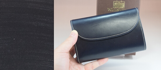 「ブライドルレザー」の拡大写真と財布の写真