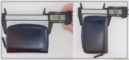 ユニコーン　「アトモスフィア」のミドルウォレット　縦横サイズ　写真