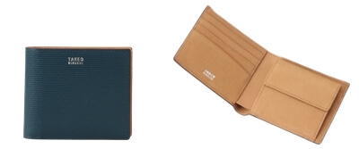 ミニメッシュ レザー 2つ折り財布　写真